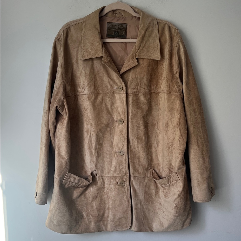 Vintage St. John’s Bay 100% Leather Jacket Camel Brown Size‎ 1X 90s Classic 💙